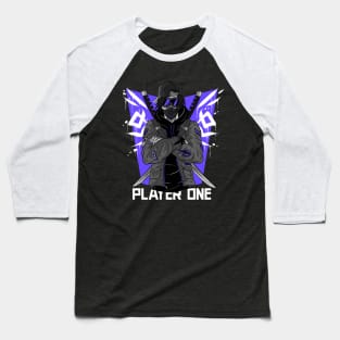 Player One Video Game Hero Urban Warrior Katana Baseball T-Shirt